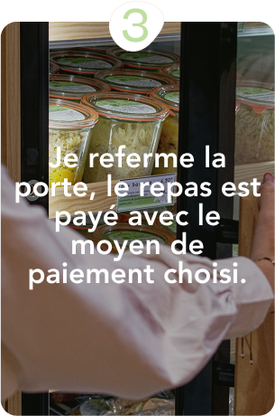 Je referme la porte, le repas est payé avec le moyen de paiement choisi.